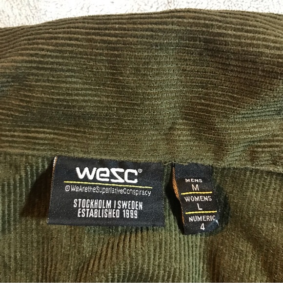 Wesc Nick jacket men's M women's L olive night green corduroy zip - Picture 4 of 10